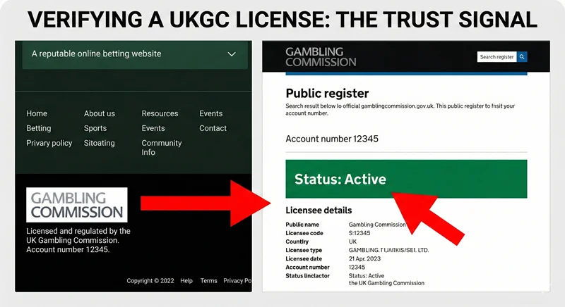 Hướng dẫn kiểm tra logo Gambling Commission Active dưới chân trang nhà cái